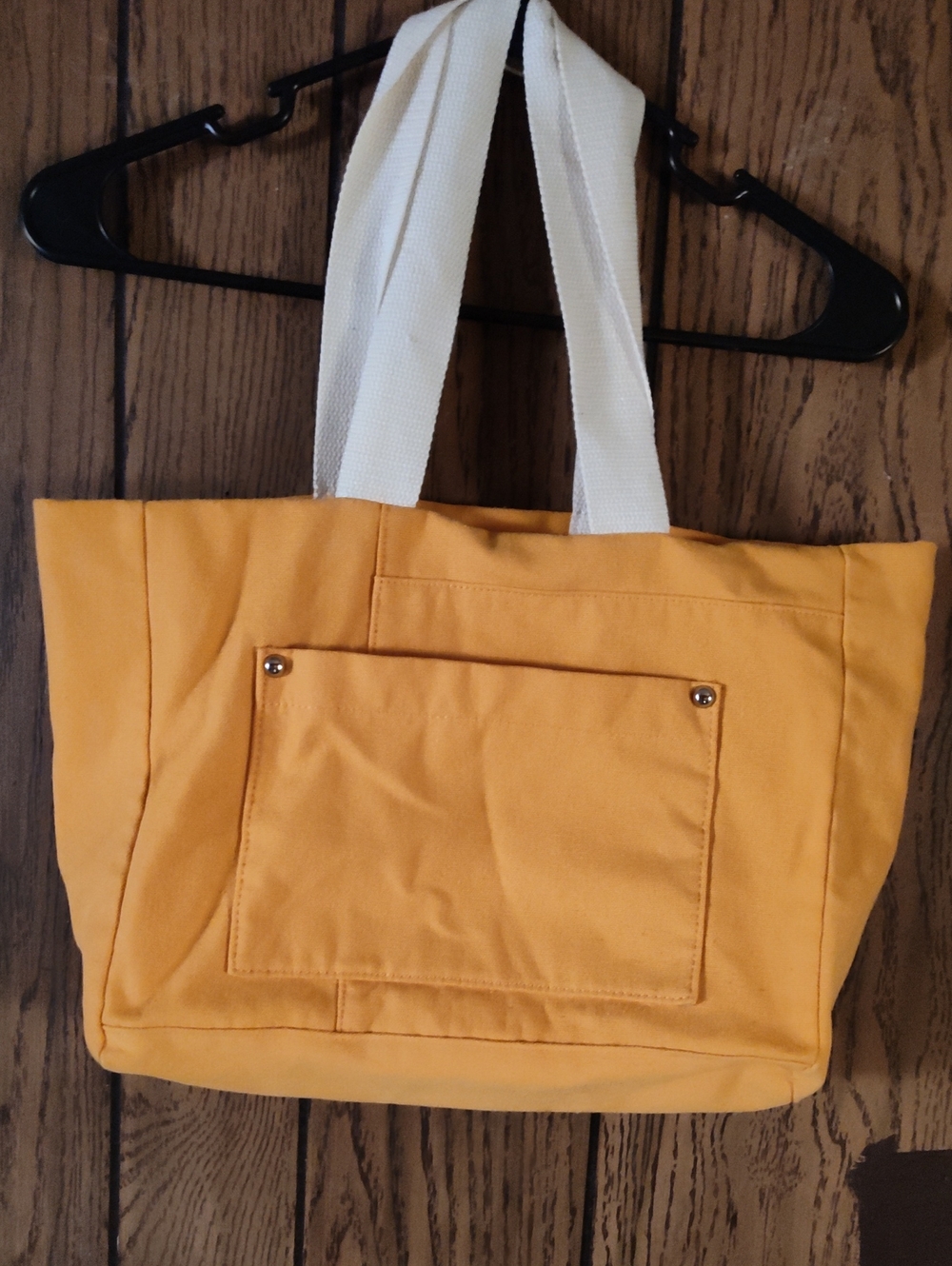 Wild fable Yellow Canvas Tote with Front Pocket and Cream Straps